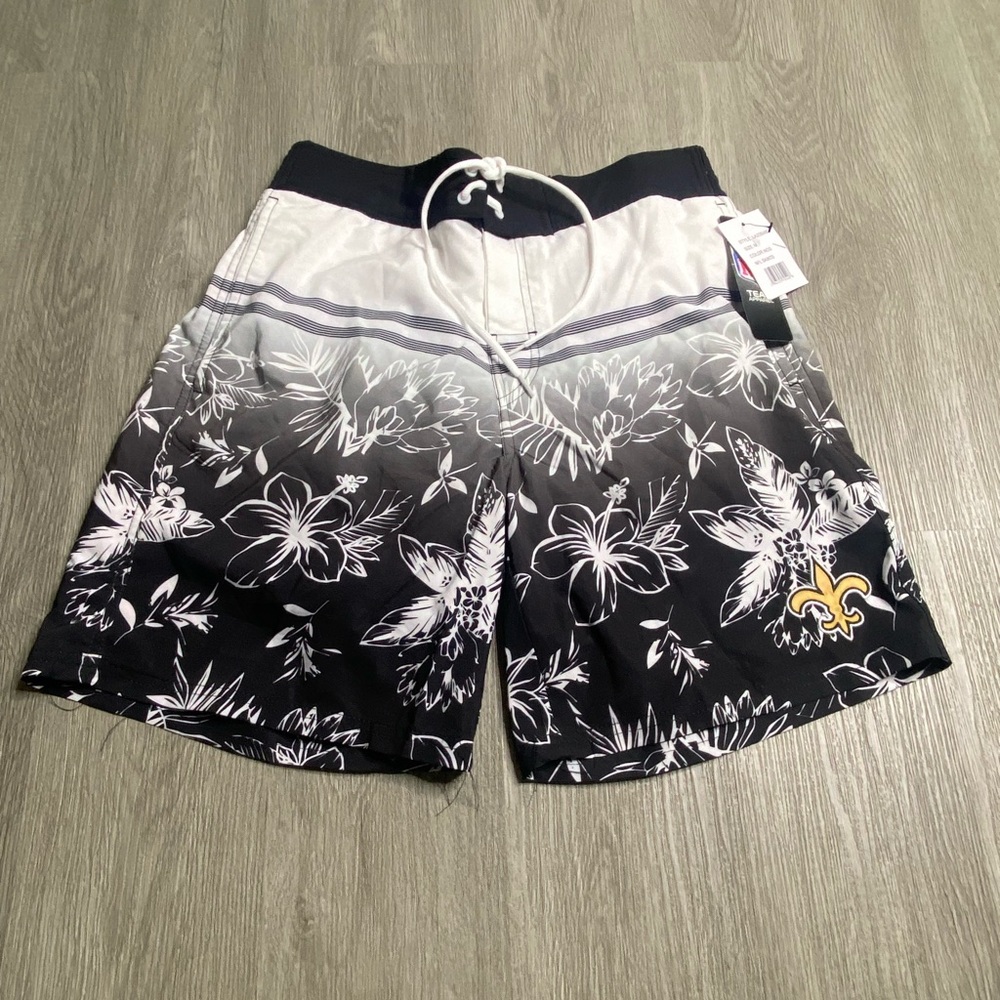 New Orleans Saints Lined Swim Trunks Mens Size Medium Black NFL Football NWT